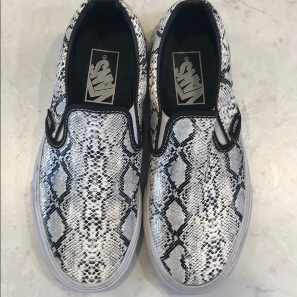vans leather snakeskin slip on
